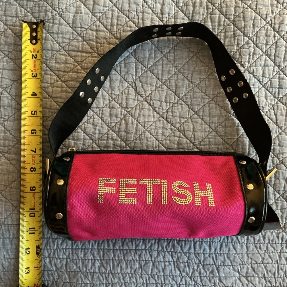 FETISH Vintage Y2K Hot Pink and Black Women's Bag with Rhinestones and Studs - Picture 4 of 9